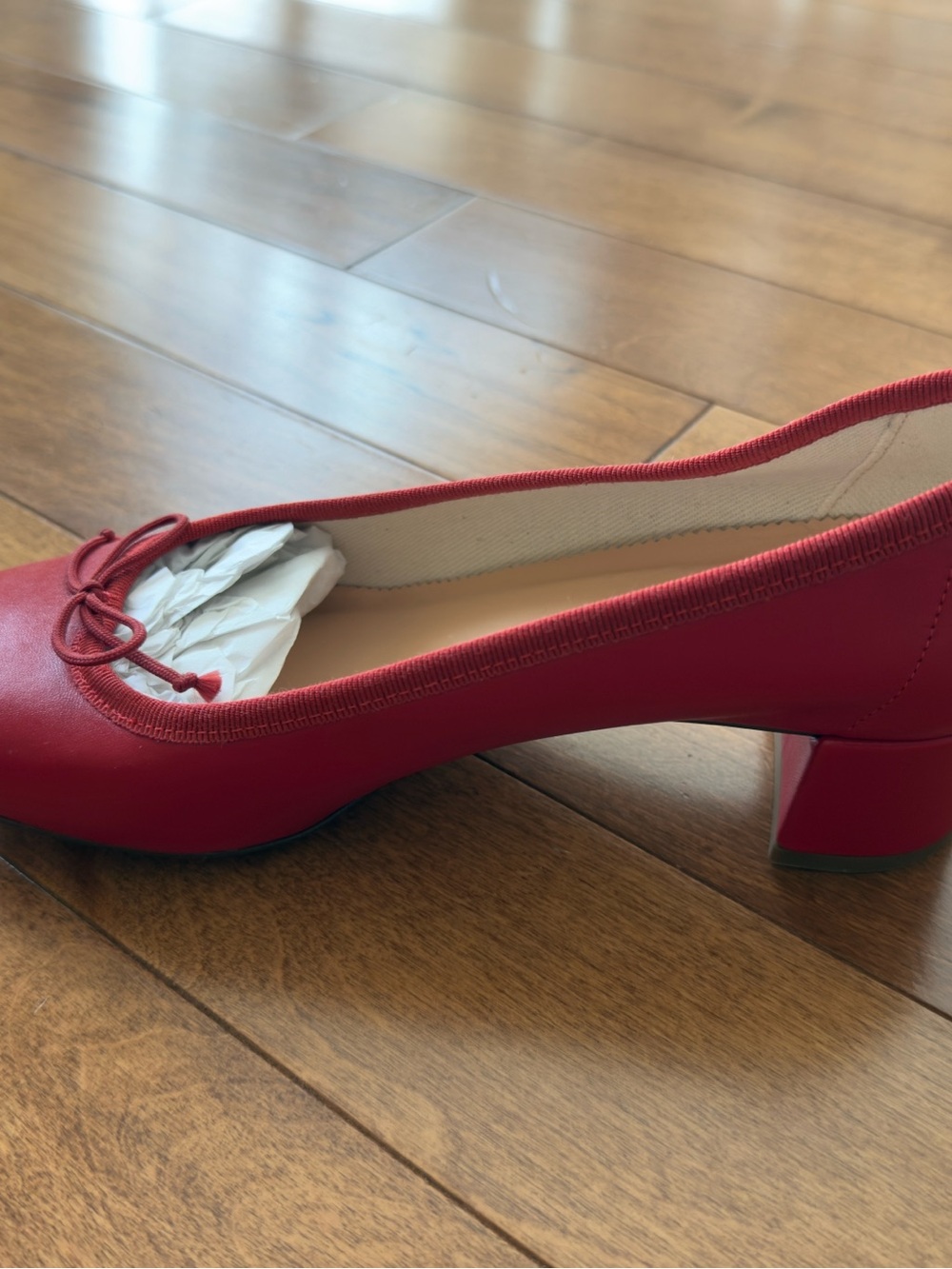 New In Box J.Crew "Kate" Leather Block Heel Pumps – Red – Size 8.5